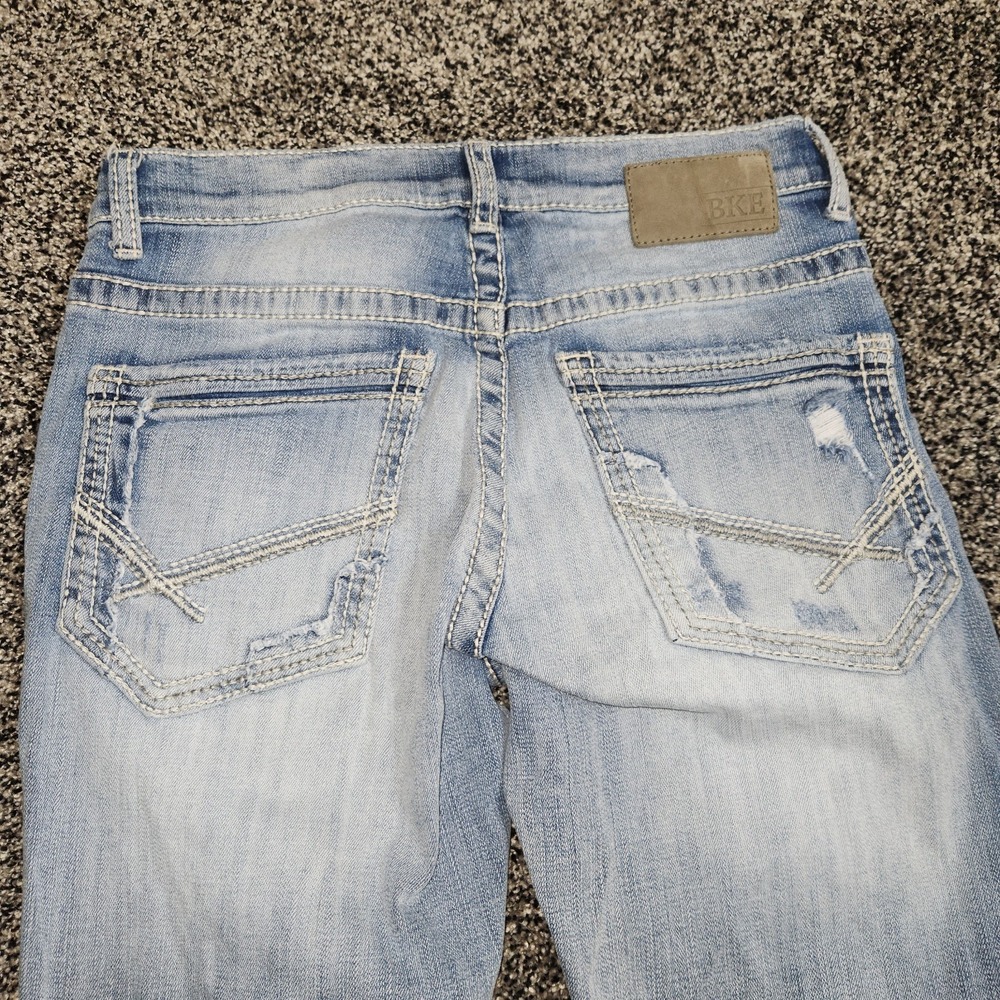 bke alec straight leg jeans,Lightwash Destruction, Mens Size 31 L, 34" Inseam